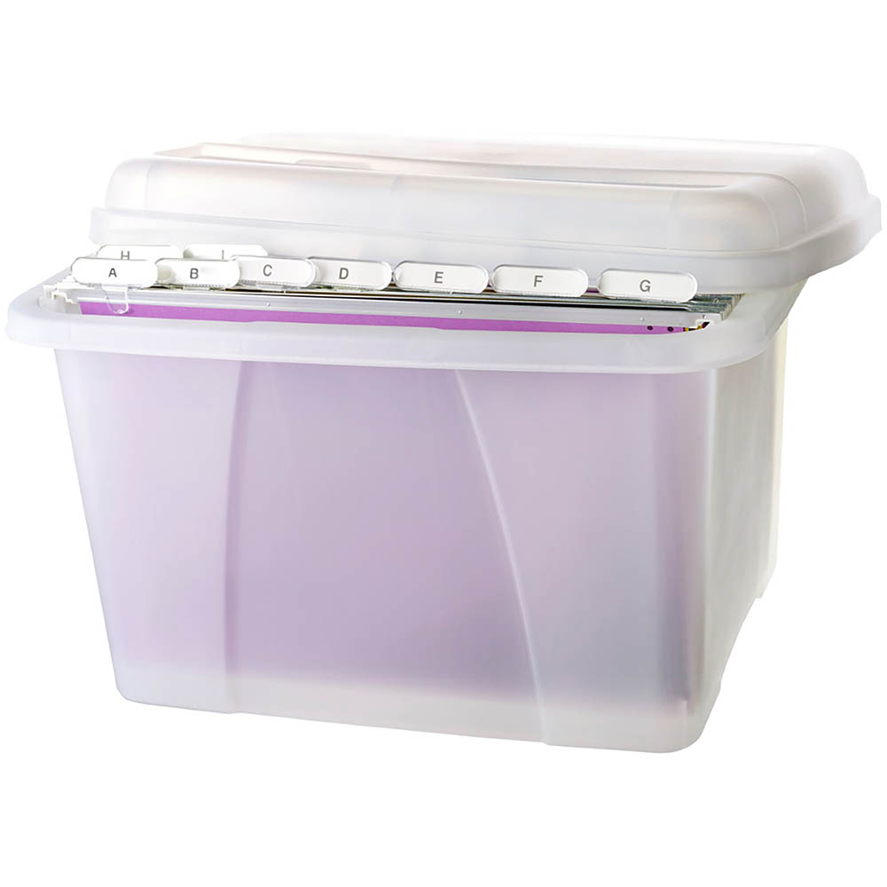 Image for CRYSTALFILE PORTA STORAGE BOX WITH FILES TABS AND INSERTS 32 LITRE CLEAR from Prime Office Supplies