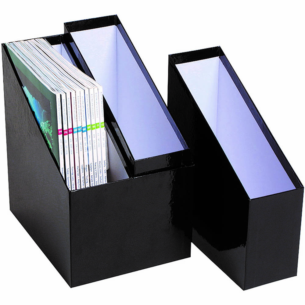 Image for MARBIG MAGAZINE HOLDER SIMPLE STORAGE BLACK SET 3 from Office Heaven