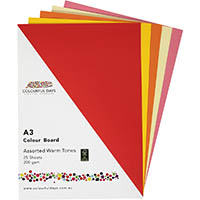 colourful days colourboard 200gsm a3 warm assorted colours pack 25