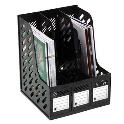 Image for MARBIG MAGAZINE RACK 3 SECTION BLACK from Office Fix - WE WILL BEAT ANY ADVERTISED PRICE BY 10%