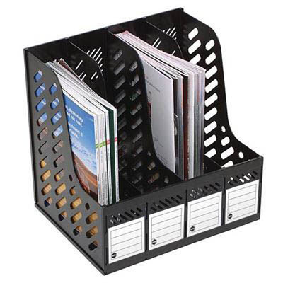 Image for MARBIG MAGAZINE RACK 4 SECTION BLACK from Positive Stationery