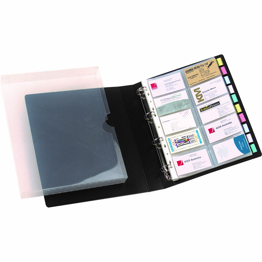 Image for MARBIG BUSINESS CARD RING BINDER FILE 500 CAPACITY BLACK from Mitronics Corporation