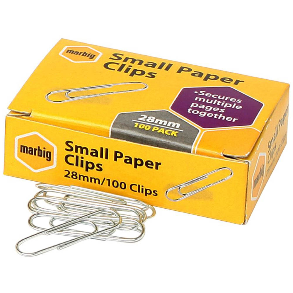 Image for MARBIG PAPER CLIP SMALL 28MM BOX 100 from Olympia Office Products