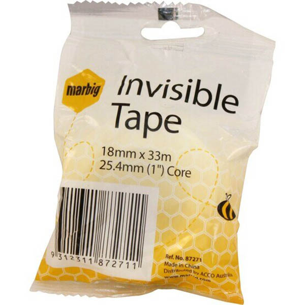 Image for MARBIG INVISIBLE TAPE 18MM X 33M 25.4MM CORE from Mitronics Corporation