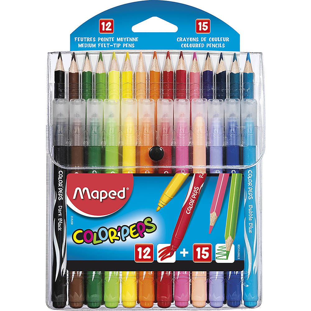 Image for MAPED COLOR PEPS MULTI PACK FELT PENS AND COLOURED PENCILS ASSORTED WALLET 27 from Olympia Office Products