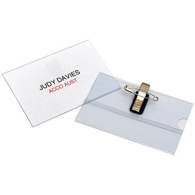 Image for REXEL ID RECYCLED CONVENTION CARD HOLDER PIN PACK 50 from York Stationers