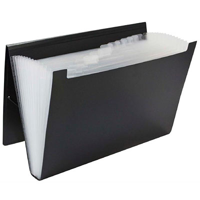 Image for MARBIG EXPANDING FILE PP 12 POCKET FOOLSCAP BLACK from Office Fix - WE WILL BEAT ANY ADVERTISED PRICE BY 10%