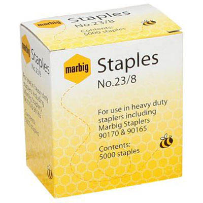 Image for MARBIG STAPLES HEAVY DUTY 23/8 BOX 5000 from BusinessWorld Computer & Stationery Warehouse