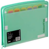 colourhide zip it expanding file 7 pocket pp a4 biscay green