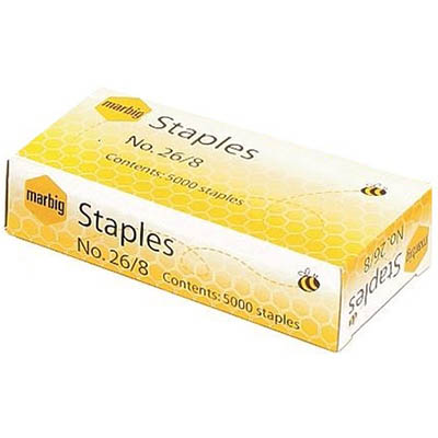 Image for MARBIG STAPLES 26/8 BOX 5000 from BusinessWorld Computer & Stationery Warehouse