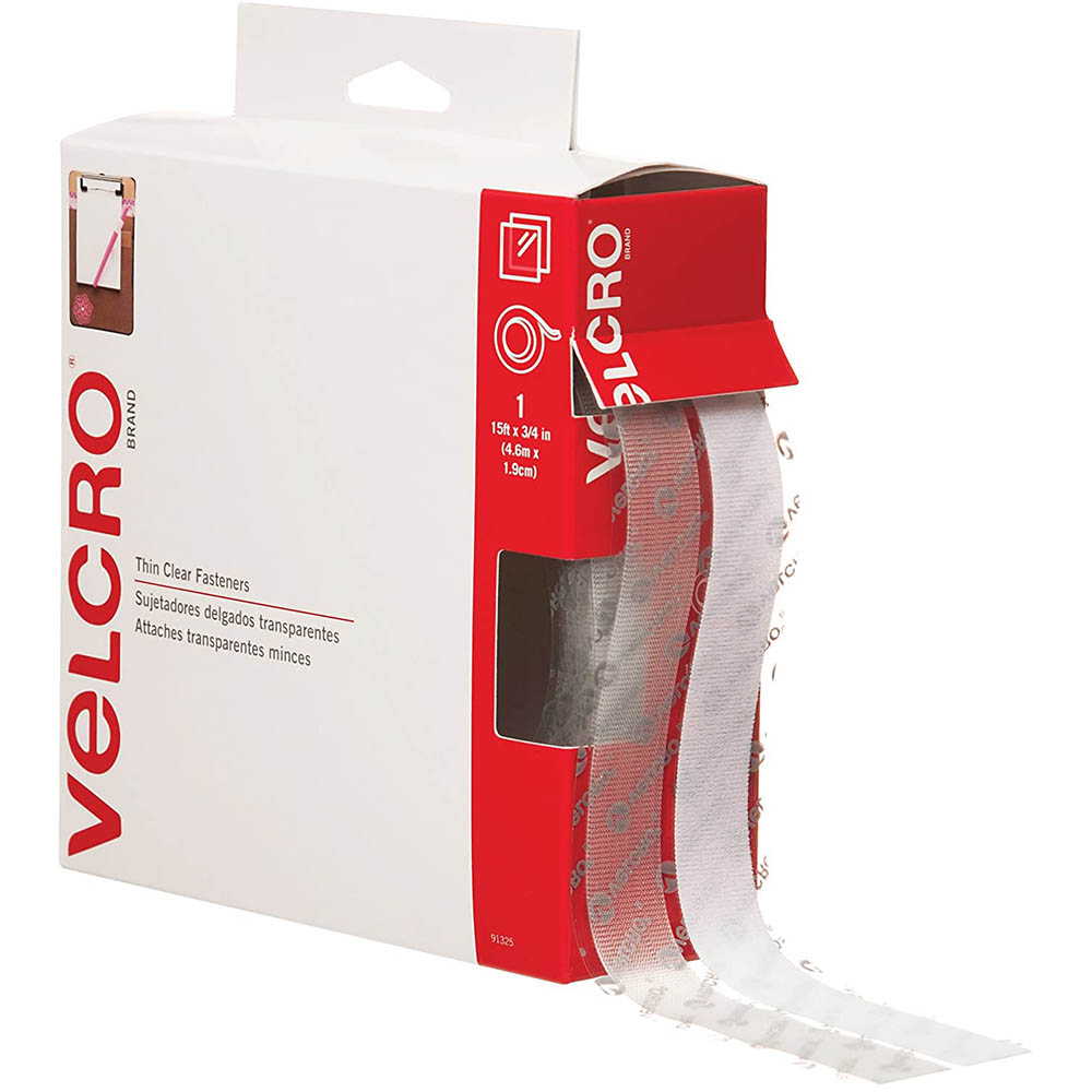 Image for VELCRO BRAND® FASTENER TAPE 19MM X 4.5M CLEAR from York Stationers
