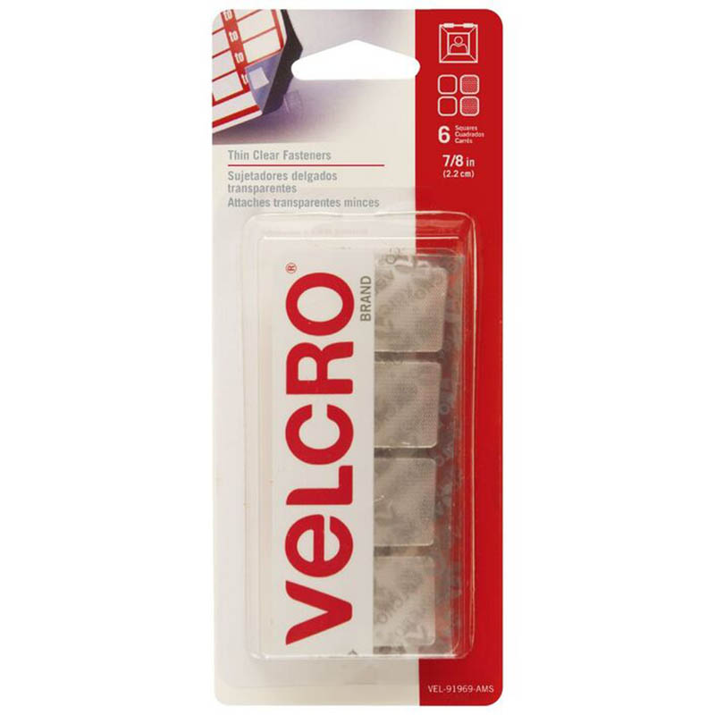 Image for VELCRO BRAND® FASTENER SQUARES 22 X 22MM CLEAR PACK 6 from Office Heaven