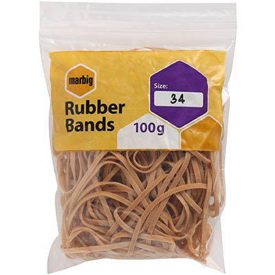 Image for MARBIG RUBBER BANDS SIZE 34 100G from Clipboard Stationers & Art Supplies