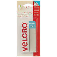 velcro brand® removable mounting strips 88 x 19mm white pack 4