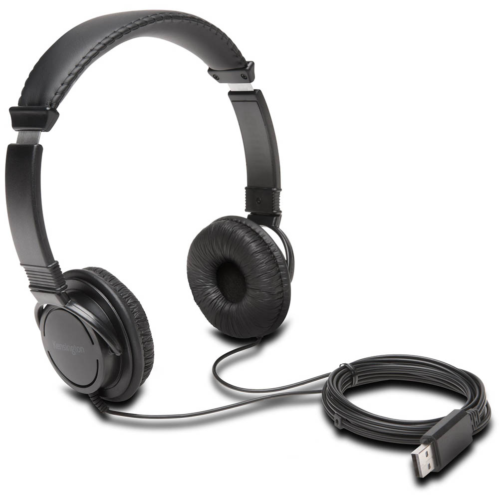 Image for KENSINGTON HI-FI USB HEADPHONES BLACK from SNOWS OFFICE SUPPLIES - Brisbane Family Company