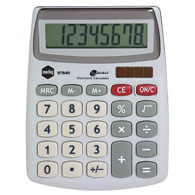 Image for MARBIG DESKTOP CALCULATOR 8 DIGIT SILVER from Merv's Stationery