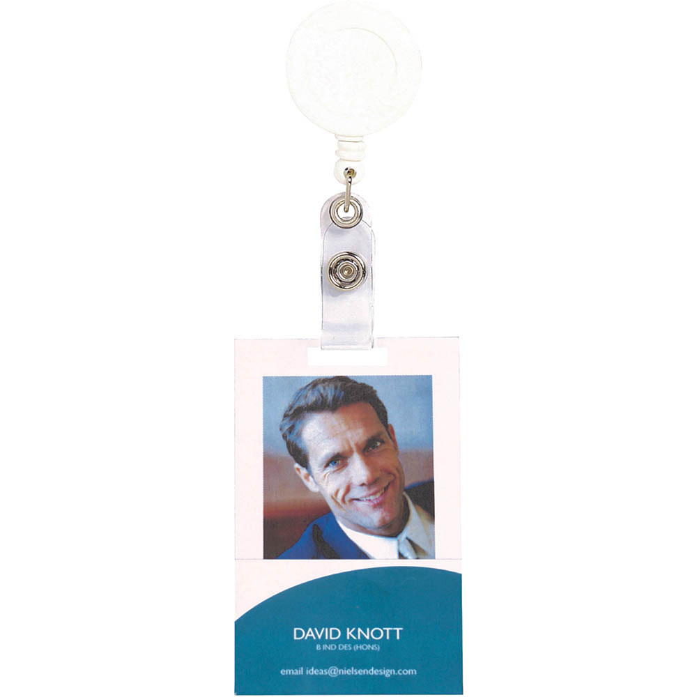Image for REXEL ID RETRACTABLE ID CARD HOLDER REEL WHITE from Prime Office Supplies