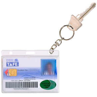 Image for REXEL ID CARD HOLDER PLUS KEY RING PACK 10 from BusinessWorld Computer & Stationery Warehouse