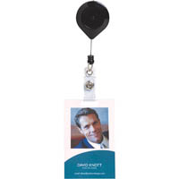 rexel id retractable card holder reel lockable black hangsell