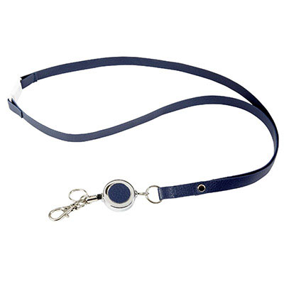 Image for REXEL ID LANYARD WITH BADGE LEATHERETTE NAVY BLUE from Prime Office Supplies