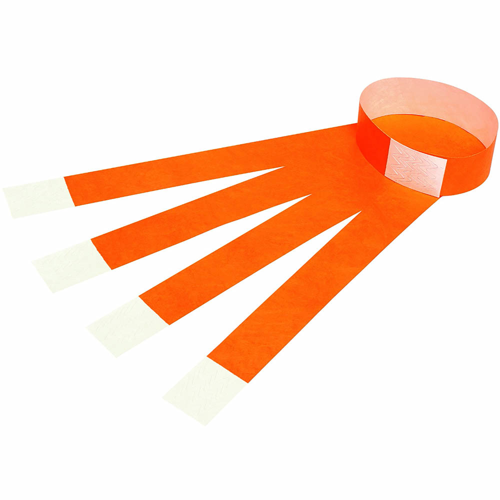 Image for REXEL ID SERIAL NUMBER WRISTBANDS FLUORO ORANGE PACK 100 from Office Express