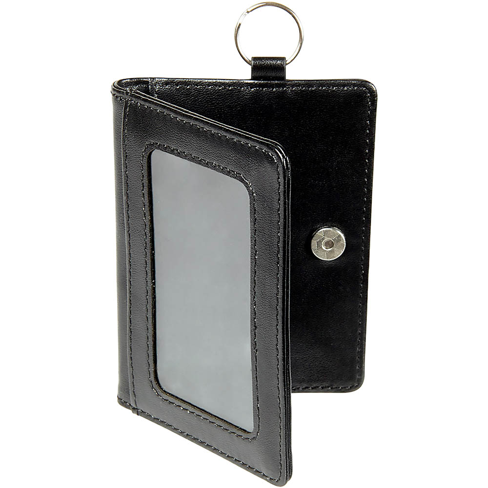 Image for REXEL ID CARD HOLDER WALLET WITH KEY RING BLACK from Clipboard Stationers & Art Supplies