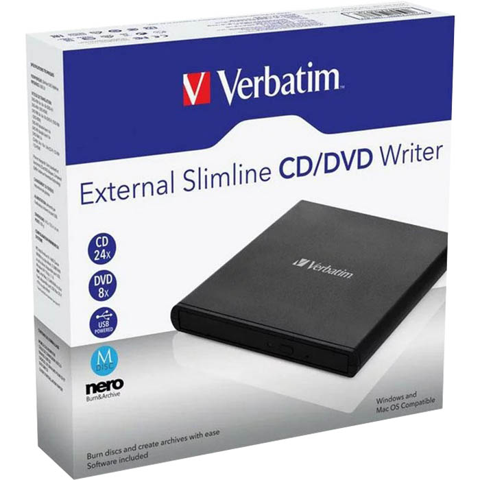 Image for VERBATIM EXTERNAL SLIMLINE MOBILE CD/DVD WRITER from Clipboard Stationers & Art Supplies