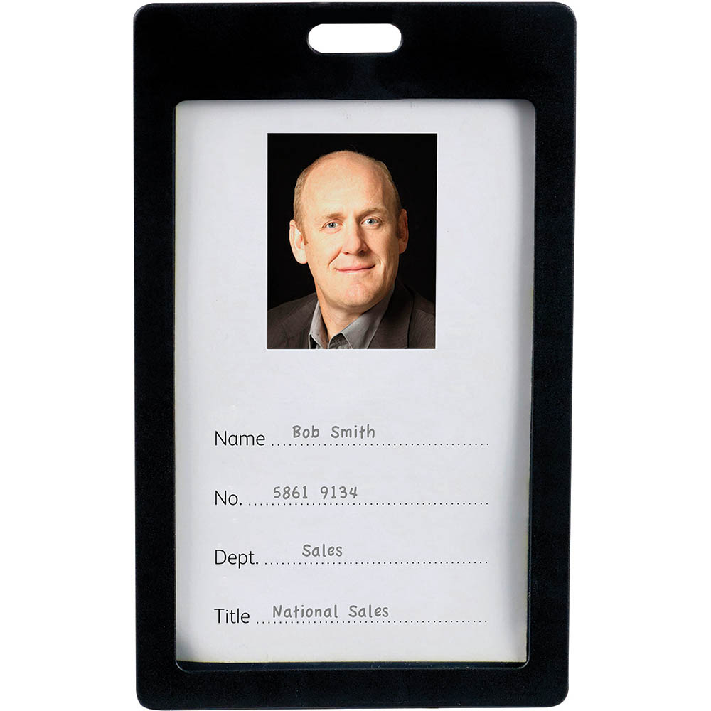 Image for REXEL ID CARD HOLDER PORTRAIT BLACK PACK 6 from Office Heaven