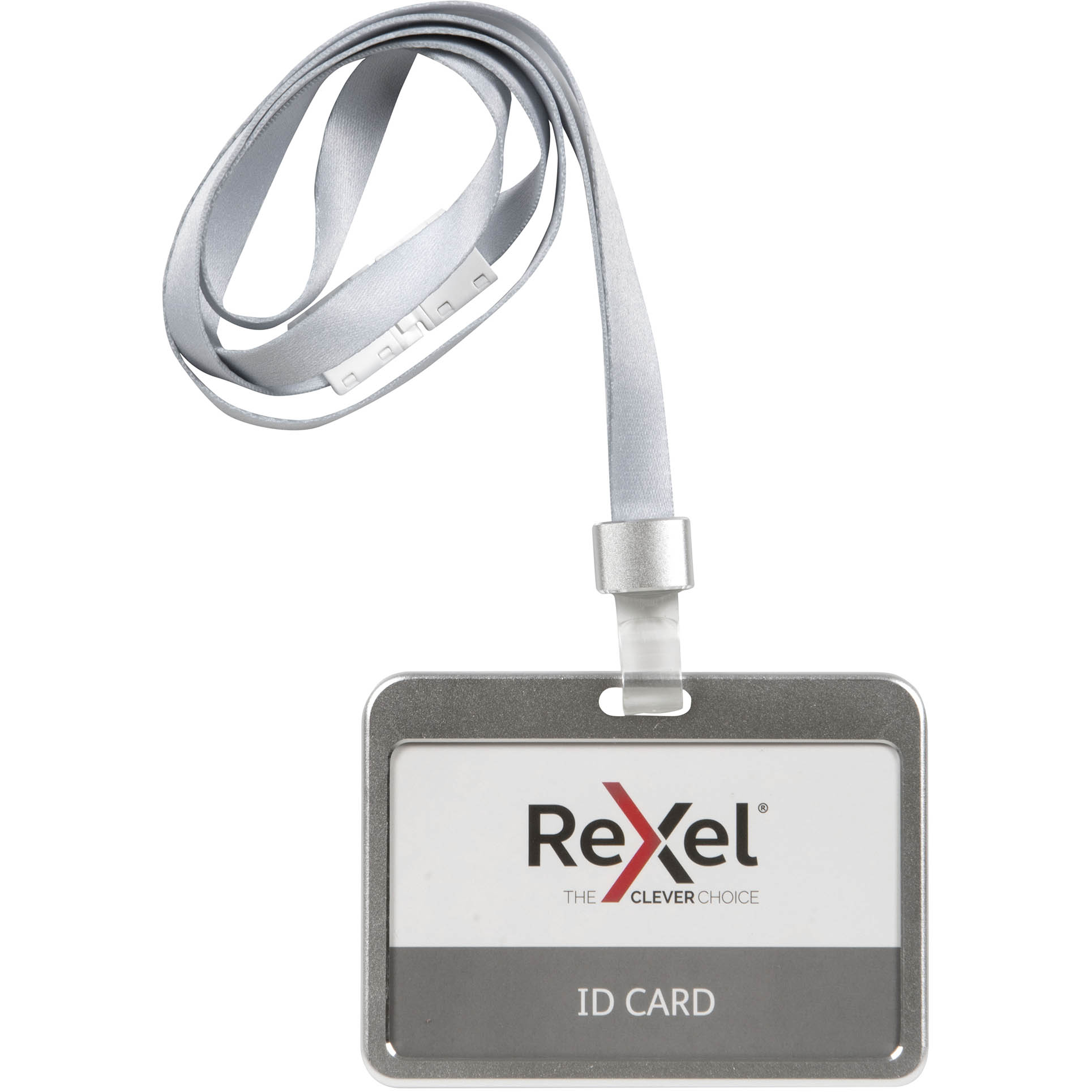 Image for REXEL ID CARD HOLDER WITH LANYARD LANDSCAPE ALUMINIUM SILVER from Mitronics Corporation