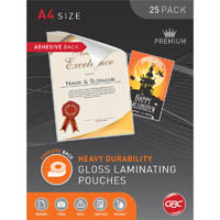 gbc adhesive laminating pouch 125 micron a4 clear box 25