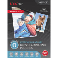 gbc magnetic laminating pouch 175 micron 6 x 4 inch clear box 10
