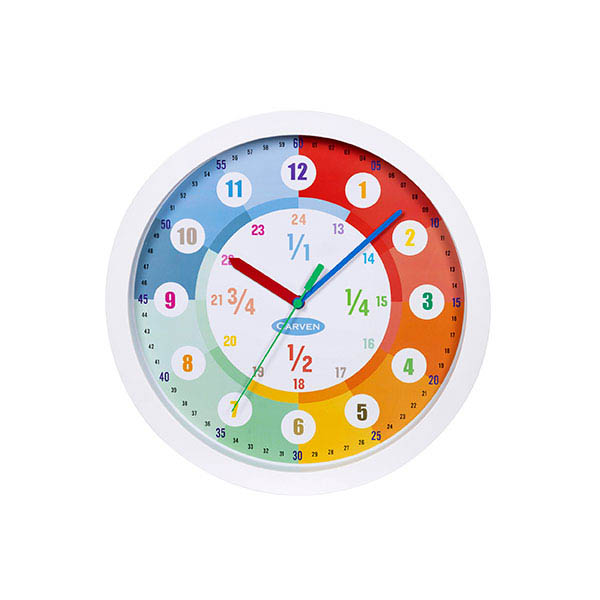 Image for CARVEN WALL CLOCK EDUCATIONAL 300MM 24 HOUR from Australian Stationery Supplies