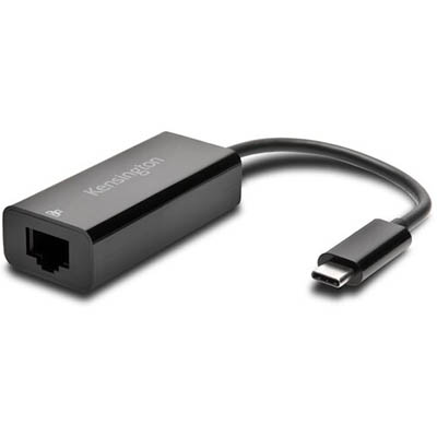 Image for KENSINGTON CA1100E USB TYPE-C TO ETHERNET ADAPTOR BLACK from SNOWS OFFICE SUPPLIES - Brisbane Family Company