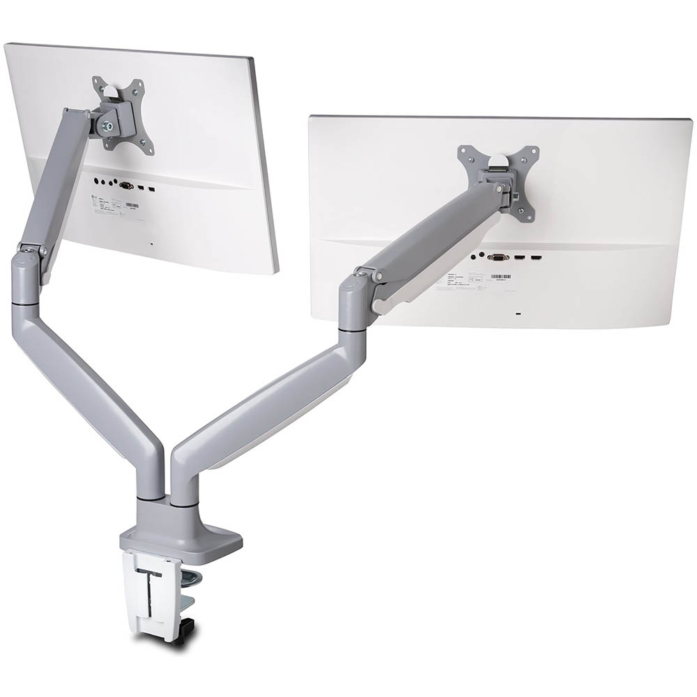 Image for KENSINGTON ONE TOUCH ADJUSTABLE DUAL MONITOR ARM SILVER from Clipboard Stationers & Art Supplies