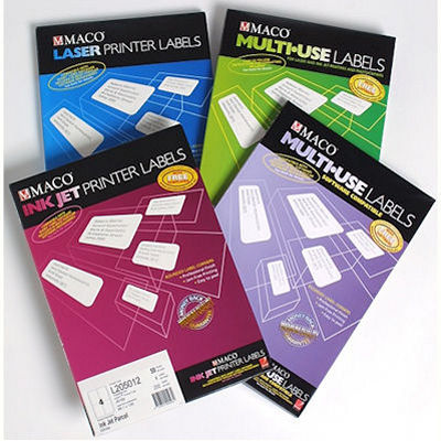 Image for MACO LABELS LASER 1UP 199.6 X 289.1MM WHITE PACK 20 from Challenge Office Supplies