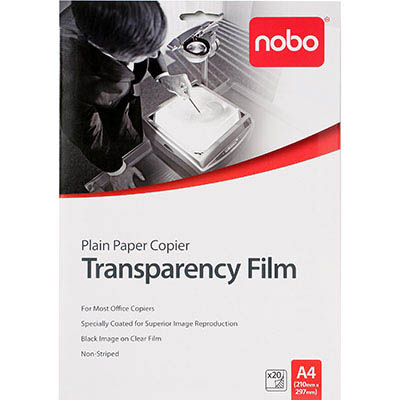 Image for NOBO PLAIN PAPER COPIER OHP TRANSPARENCY FILM 100 MICRON A4 BOX 20 from Clipboard Stationers & Art Supplies