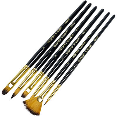 Image for DERWENT ACADEMY TAKLON PAINT BRUSHES SMALL PACK 6 from Mitronics Corporation
