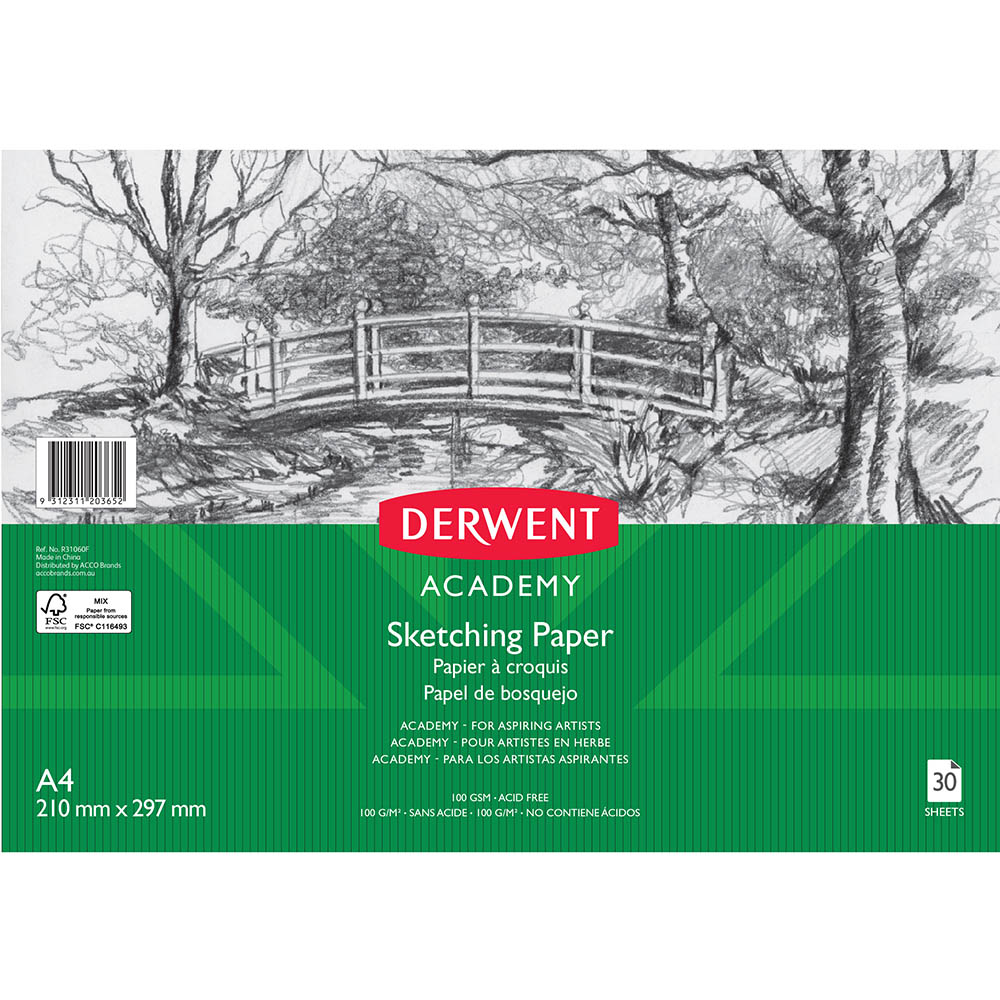 Image for DERWENT ACADEMY SKETCH PAD LANDSCAPE 100GSM 30 SHEETS A4 from Office Express