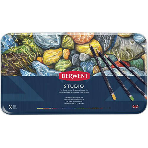 Image for DERWENT STUDIO COLOURED PENCILS ASSORTED TIN 36 from York Stationers