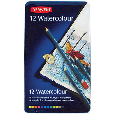 Image for DERWENT WATERCOLOUR PENCILS ASSORTED TIN 12 from Prime Office Supplies