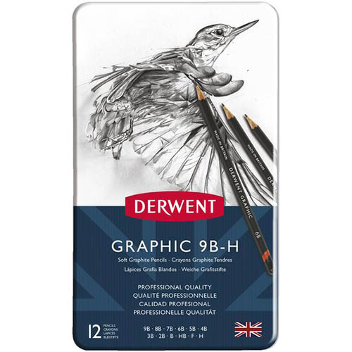 Image for DERWENT GRAPHIC SOFT PENCILS 9B-H TIN 12 from Office Heaven