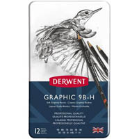 derwent graphic soft pencils 9b-h tin 12
