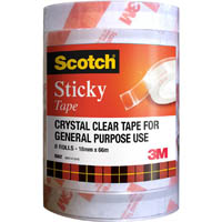 scotch 502 sticky tape 18mm x 66m pack 8