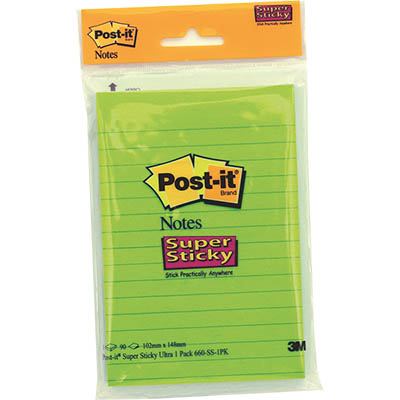 Image for POST-IT 660-SS-1PK SUPER STICKY LINED NOTES 102 X 148MM ENERGY BOOST from Office Express