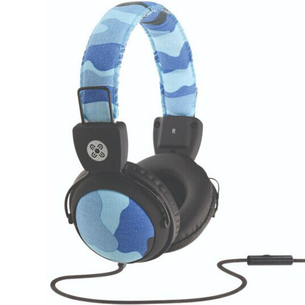 Image for MOKI CAMO HEADPHONES INLINE MIC BLUE from Clipboard Stationers & Art Supplies
