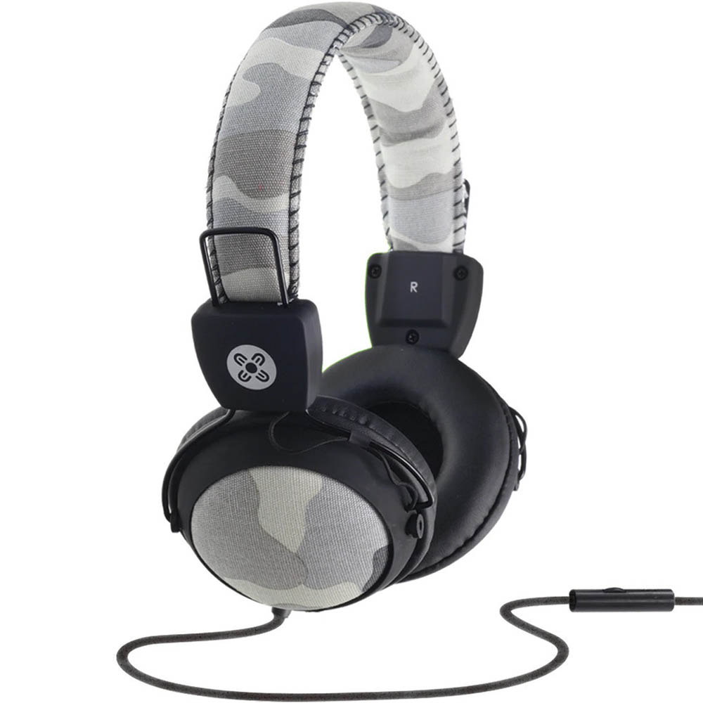 Image for MOKI CAMO HEADPHONES INLINE MIC GREY from Prime Office Supplies