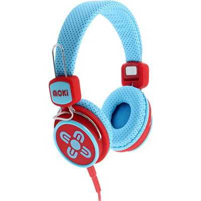 Image for MOKI KID SAFE VOLUME LIMITED HEADPHONES BLUE/RED from That Office Place PICTON