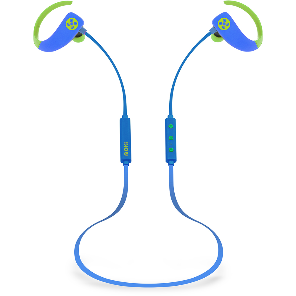 Image for MOKI OCTANE SPORTS BLUETOOTH EARPHONES BLUE/GREEN from York Stationers