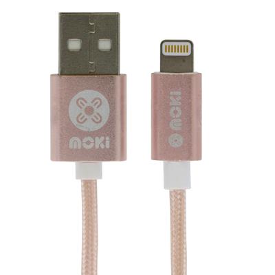 Image for MOKI SYNCHARGE BRAIDED CABLE USB-A TO LIGHTNING 900MM ROSE GOLD from York Stationers
