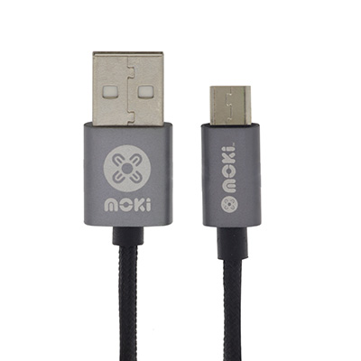 Image for MOKI SYNCHARGE BRAIDED CABLE USB-A TO MICRO-USB 900MM BLACK from Clipboard Stationers & Art Supplies
